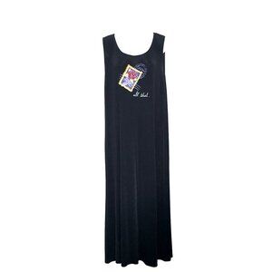 All That Jazz Vintage Womens Dress 16 Black Sleeveless Slinky Shimmery Stretch